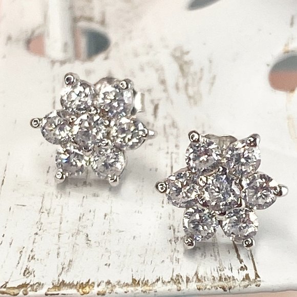 Jewelry - Sterling Silver Star Cubic Zirconia Stud Earrings